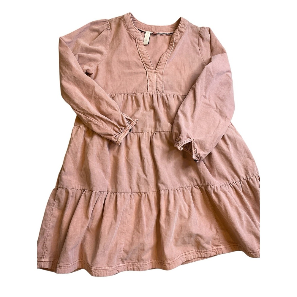 Pilcro Anthropologie Corduroy Dress Size XSP Pink Aline Tiered - Picture 6 of 11